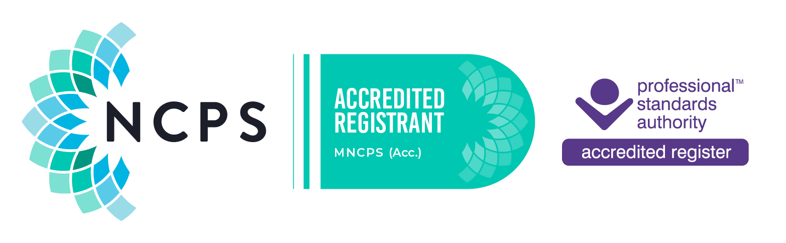National Counselling and Psychotherapy Society (NCPS) accredited registrant badge – Sam Lawes Psychotherapist in Nine Elms & Online